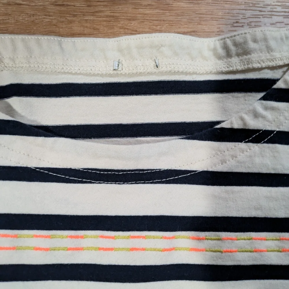 J. Crew Striped Multicolor Embroidered Top